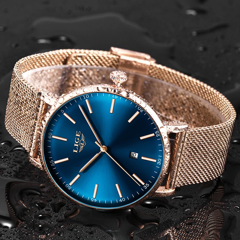 LIGE Women Watches Stainless Steel Mesh Belt Waterproof Watch Simple 13mm Ultra-thin Quartz Clock Wrist Watches For Women+Box LIGE Women Watches Stainless Steel Mesh Belt Waterproof Watch Simple 13mm Ultra-thin Quartz Clock Wrist Watches For Women+Box