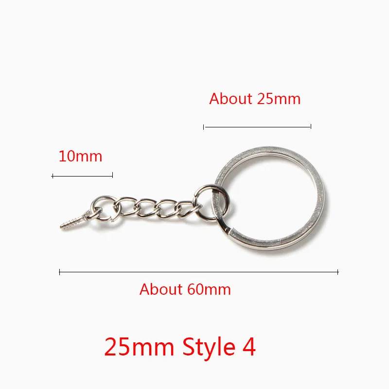 20 шт./лот 55/60 мм длина Брелоки для ключей серебряный цвет круглый Сплит Брелоки для ключей для сумок Diy ювелирных изделий