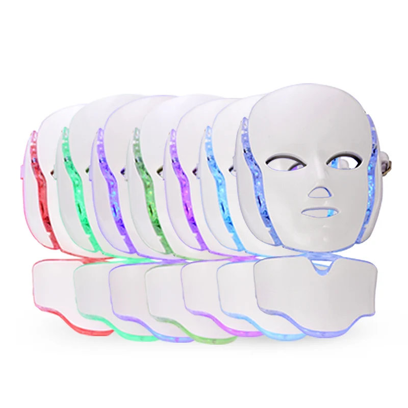 

7 color LED light therapy Photon Tighten mask facial neck skin care acne removal Anti aging face lifting women face care tool