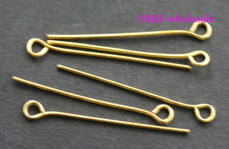 

OMH wholesale 200pcs golden 70mm Jewelry accessories lead free,nickel free Finding metal golden Plated Eye pins DY72