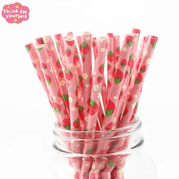 

500Pcs Fruit Pineapple Strawberry Watermelon Paper Straw for Birthday Wedding Decorative Party Supplies Creative Drinking Straws