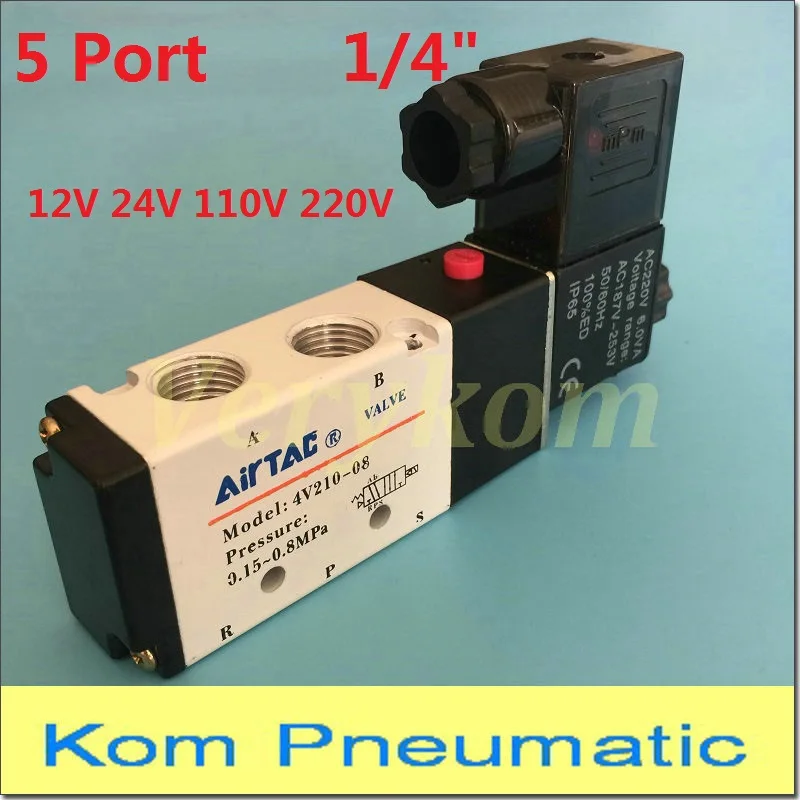4 Válvula De Solenoide neumáticas 4V210-08 DC 24V G 1//4 5 w Base silenciador manera 2 posición