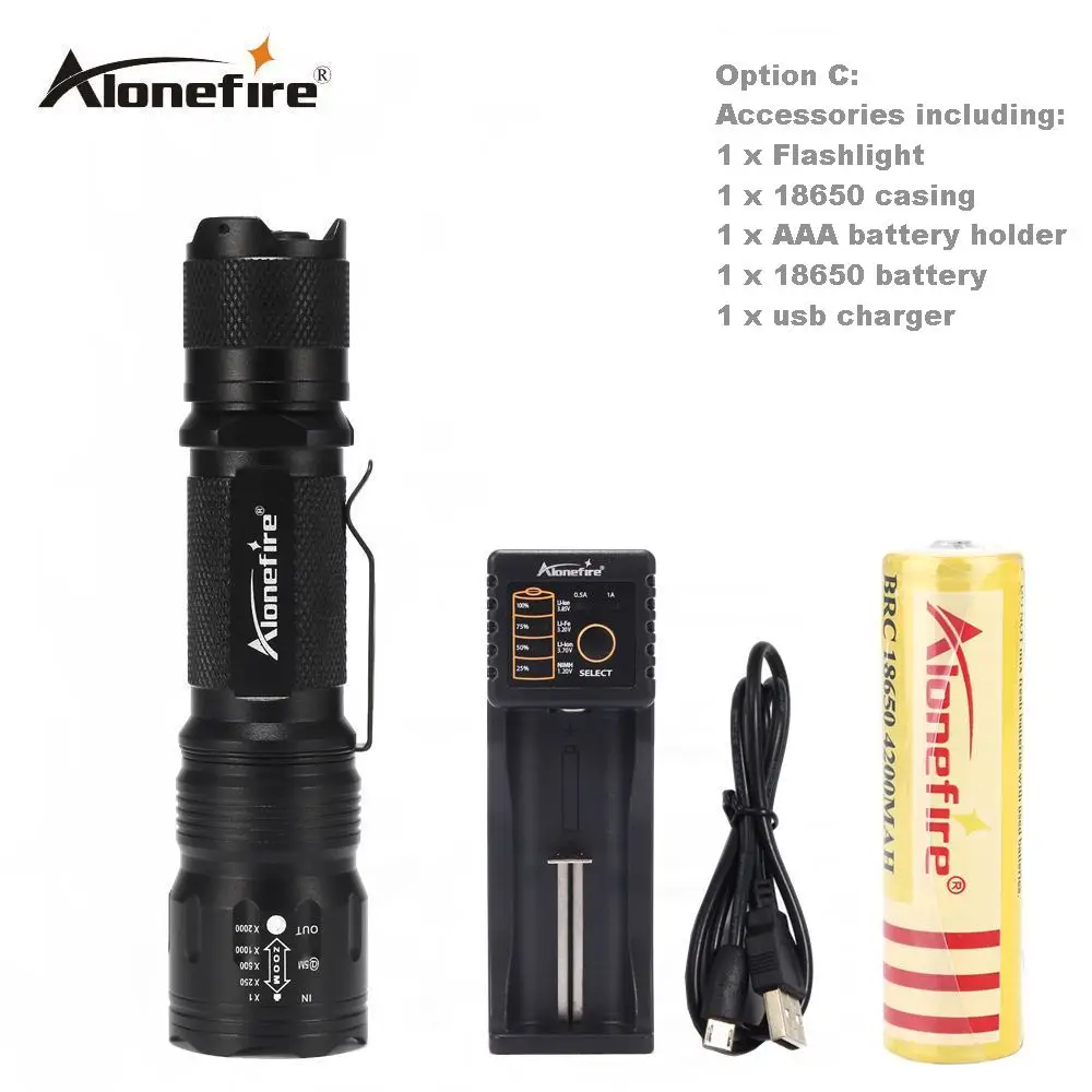 Alonefire TK105 CREE XP-L V60 светодиодный алюминиевый высокой мощности зум вспышка светильник фонарь Точечный светильник походная лампа AAA 18650 перезаряжаемая батарея - Испускаемый цвет: Option C