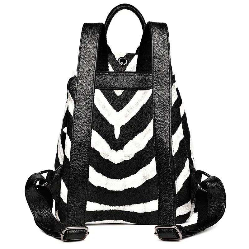 المرأة زيبرا نمط حقيبة ظهر مصنوعة من الجلد موضة جديدة الإناث الكتف السفر حقيبة السيدات Bagpack Mochilas حقيبة مدرسية للفتيات Preppy المرأة زيبرا نمط حقيبة ظهر مصنوعة من الجلد موضة جديدة الإناث الكتف السفر حقيبة السيدات Bagpack Mochilas حقيبة مدرسية للفتيات Preppy