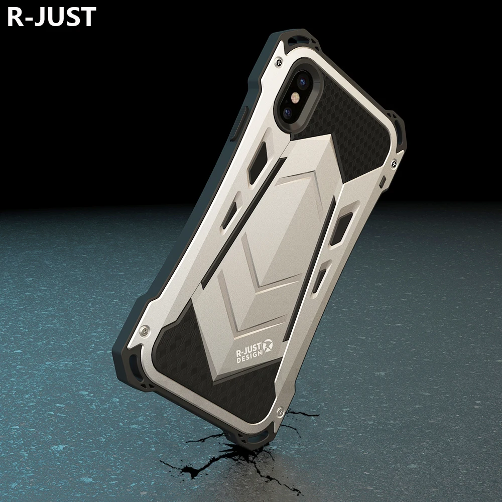 R JUST For iPhone X Case Cover Luxury Hard Metal Aluminum Silicon Full