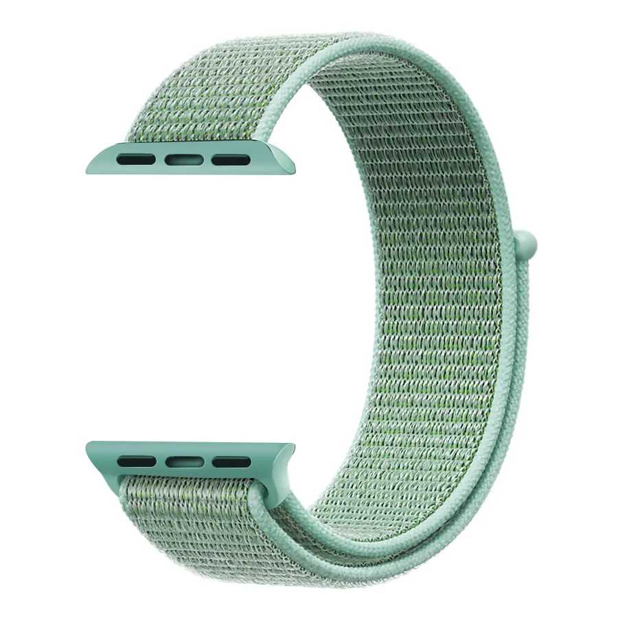 Спортивный тканый нейлоновый ремешок на липучке для apple watch, ремешок 44 мм, 40 мм, браслет на запястье, ремень из ткани iwatch, серия 5, 4, 3, 2, 1, 38 мм, 42 мм - Цвет ремешка: Marine Green