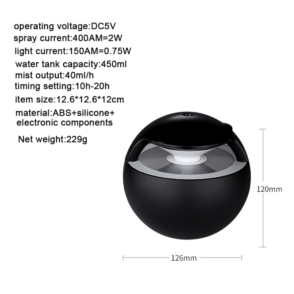 Günstige 450ML Ball Luftbefeuchter mit Aroma Lampe Ätherisches Öl Ultraschall Elektrische Aroma Diffusor Mini USB Luftbefeuchter Fogger