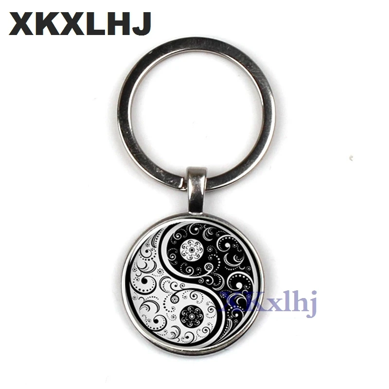 

XKXLHJ Chinese Taoism sign ancient Eight Diagrams key chain vintage tai ji yin yang keychain charming jewelry accessories