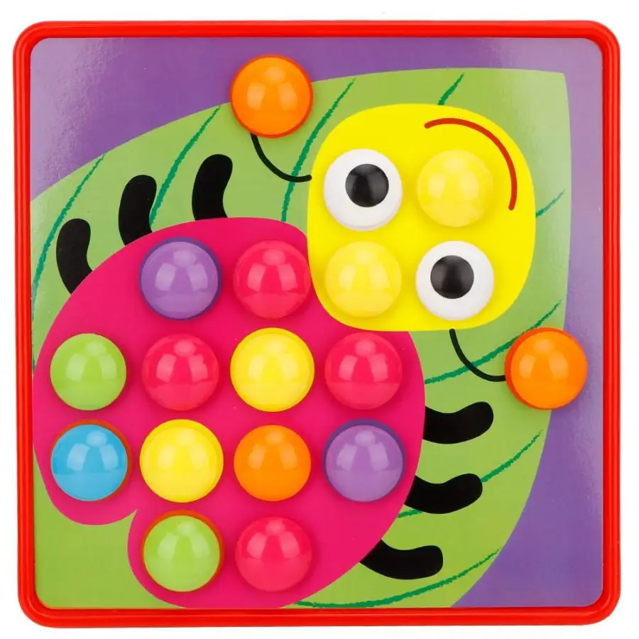 

Children Big Button Mosaic Mushroom Nail Studs Jigsaw Toy Preschool Kids Mushroom Button Nail Kit Puzzles Baby Educational Toys