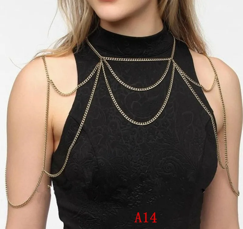 STYLE A14 Gold colour CHAIN DOUBLE SHOULDERS BODY JEWELRY 3 COLORS | Украшения и аксессуары