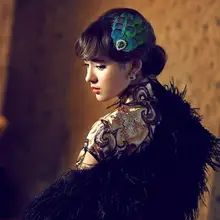 Whitney wang beautiful natural peacock feather blue bridal Flowers Crystal Rhinestone alloy crab Pearl party hair accessories Whitney wang beautiful natural peacock feather blue bridal Flowers Crystal Rhinestone alloy crab Pearl party hair accessories