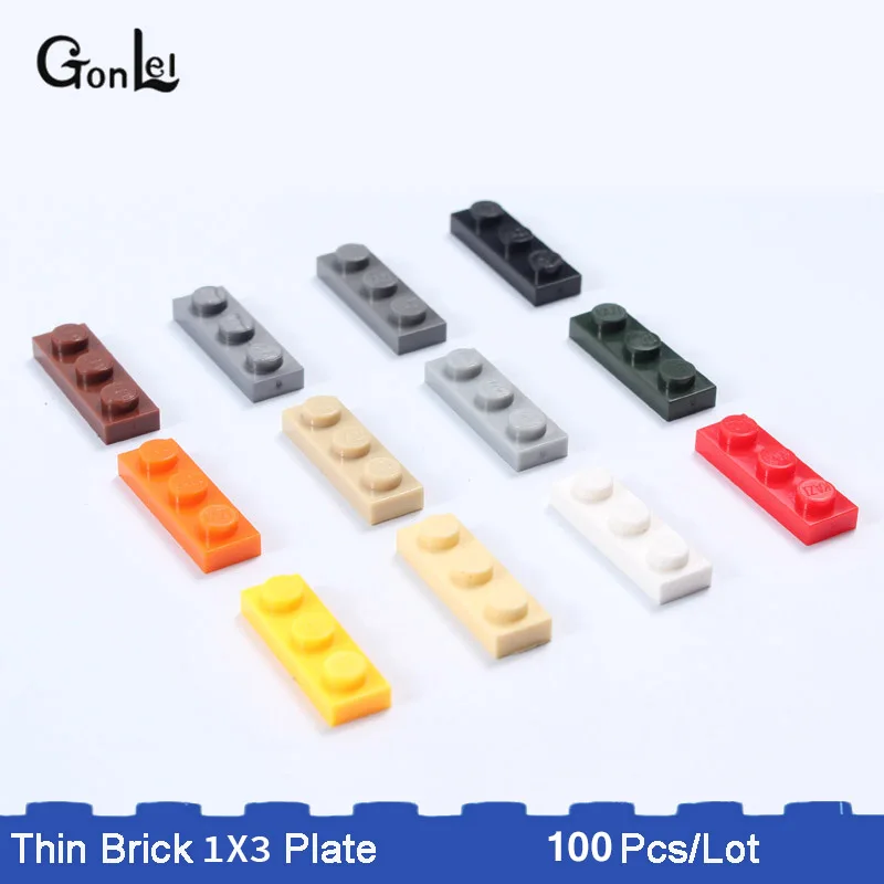

100Pcs/Lot MOC Plate thin Bricks 1 x 3 Small Dots Plates Building Blocks Bulk Parts Creator Educational DIY Compatible with 3623