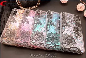 

C-ku For Iphone X 8 7 PLUS I7 6 6S Diamond Glitter Liquid Quicksand TPU PC Hard Case Lotus Flower Clear Skin Cover Luxury 100pcs