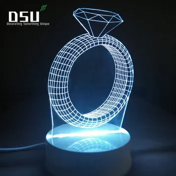

3D Illusion Lamp Diamond Ring Romantic Gift Ideas Night Lights Led Desk for Her Home Decor Office Bedroom Wedding Decorations