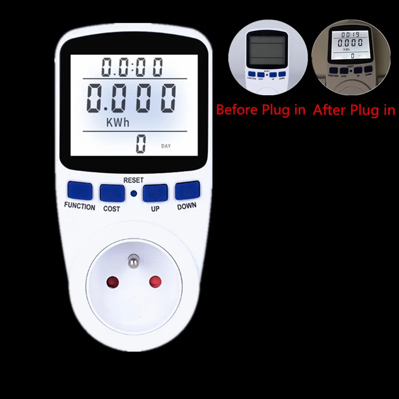 

1pc Digital Wattmeter Energy Meter FR Plug Energy Analyzer Electronic Power Meter with Backlight Volt Voltage Outlet Socket