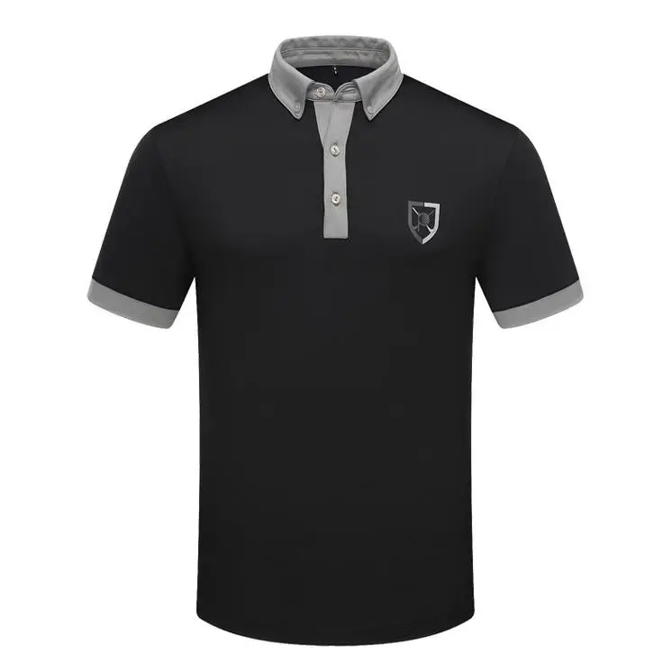 Высокое качество Для мужчин гольф поло рубашка тонкий летний одежда Спортивная дышащий и быстрое высыхание коротким рукавом гольф футболки M-3XL - Цвет: Черный