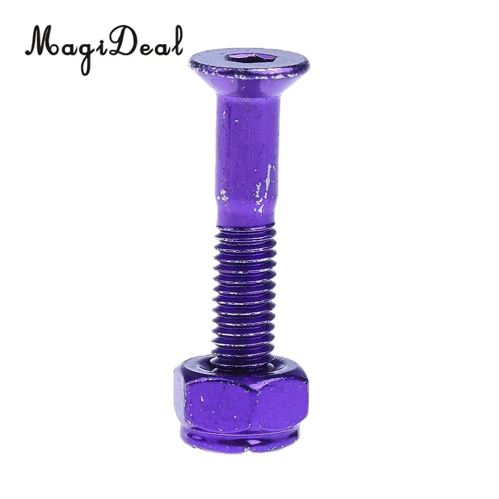 MagiDeal 8pcs Replacement Skateboard Truck Hardware Set Longboard Screws Bolts Purple