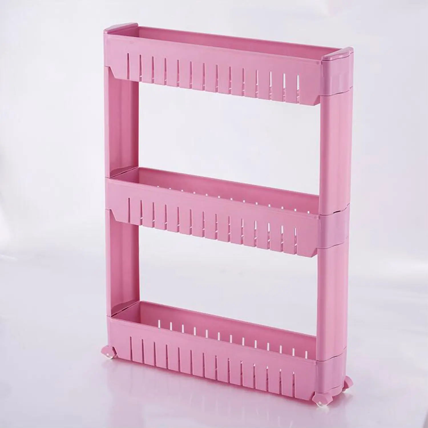 Полка для хранения с зазором, для хранения на кухне, для катания на коньках, подвижная Пластиковая Полка для ванной, экономит место, 3 слоя, высокое качество - Цвет: Pink