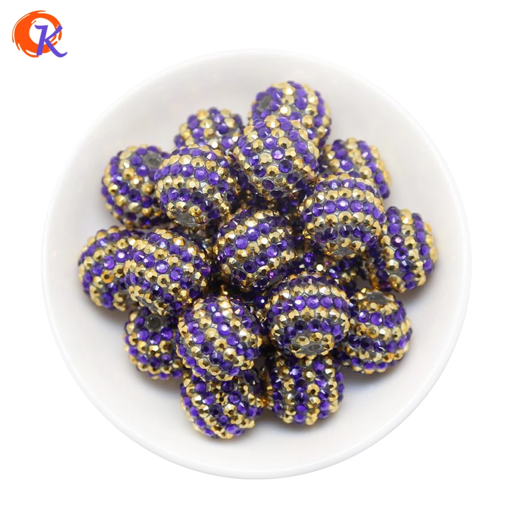 

R135 Hot Sell Cordial Design 100Pcs/Bag 20MM Shinny And Purple Stripe Color Rhinestone Disco DIY Beads For Chunky Necklace