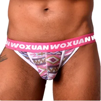 

WOXUAN Brand Man Underwear Man Sexy Cotton Spandex Briefs Lingerie Gay Seamless Chinese Style Print Bulge Jockstraps Panties