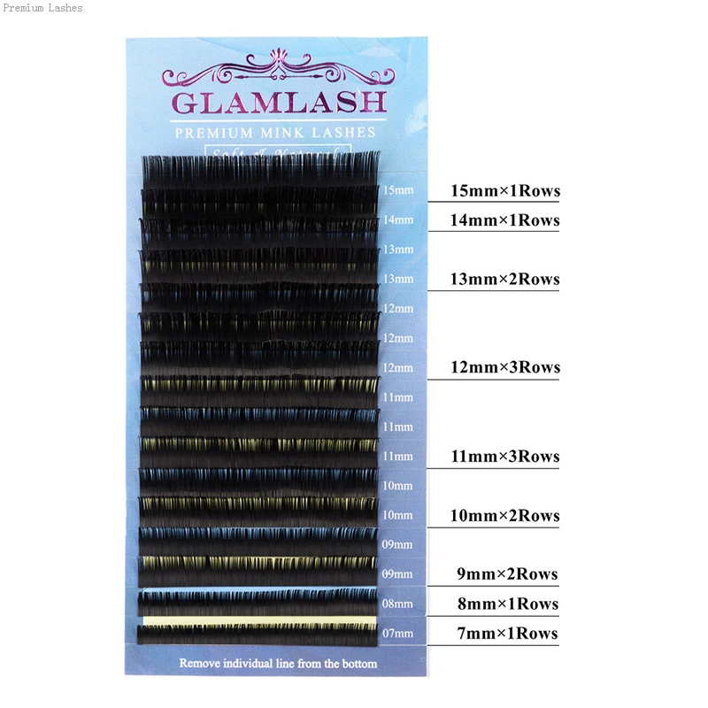 GLAMLASH Mix 7~ 15 мм 16 линий Соболь накладные натуральные матовый черный, для наращивания ресниц оптом ресницы для наращивания макияжа реснички