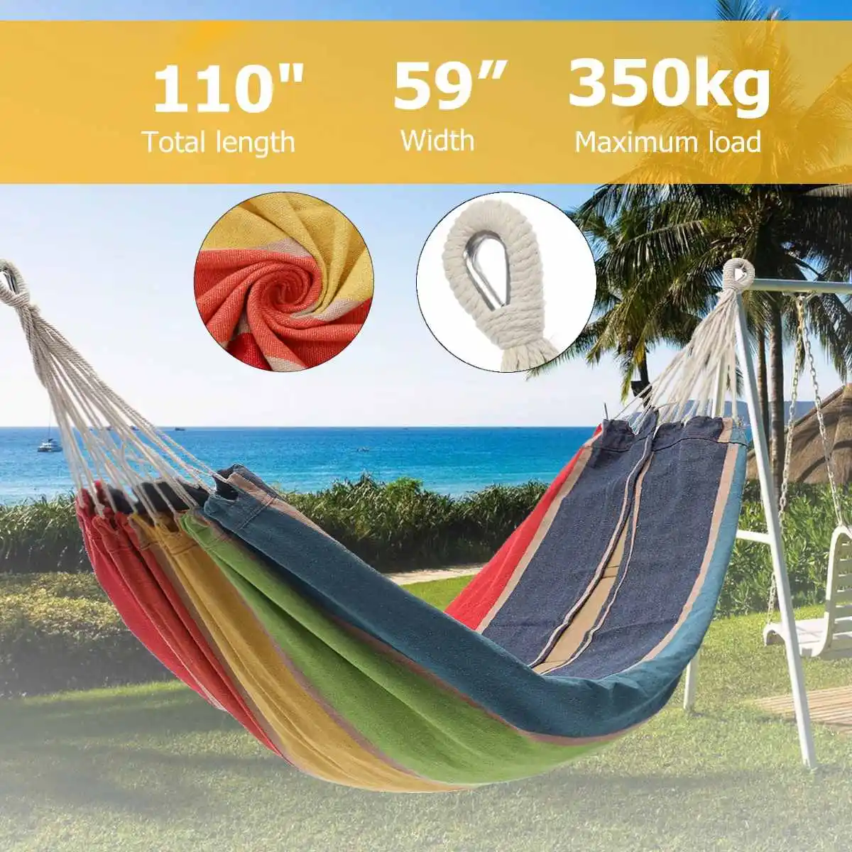 

Parachute Double Hammock Swing Hanging Camping Travel Portable Swing Bed Max Load 350kg