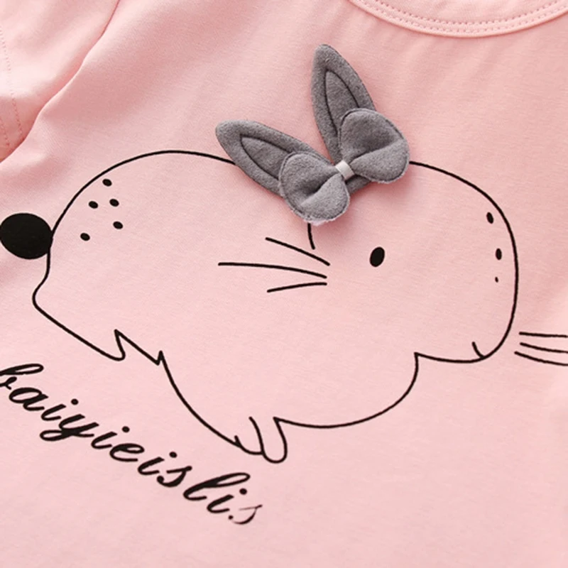 Комплект для маленьких девочек, летняя футболка с милым кроликом и шорты в горошек комплект из двух предметов, детская одежда Детский