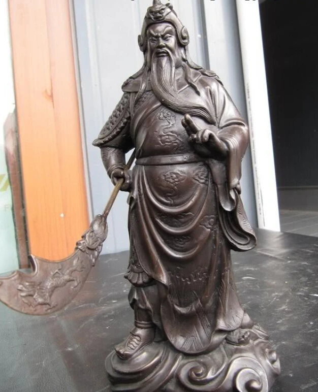 

Collectible bronze S2439 Chinese Folk classical Bronze Copper Statue of Sword Guan Gong Guan Yu Warrior B0403