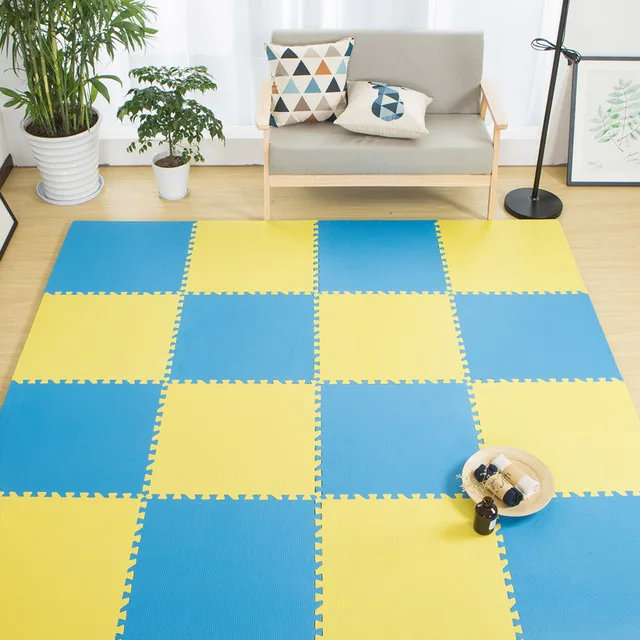 16pcs 30*30cm Baby EVA Foam Puzzle Play Mat /kids Rugs Toys Carpet for Childrens Baby Exercise Floor Tiles - Цвет: yellow and blue