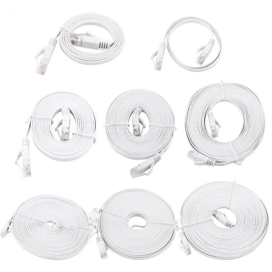 

RJ45 CAT6 Ethernet Network Flat LAN Cable UTP Patch Router Cables 1000M White