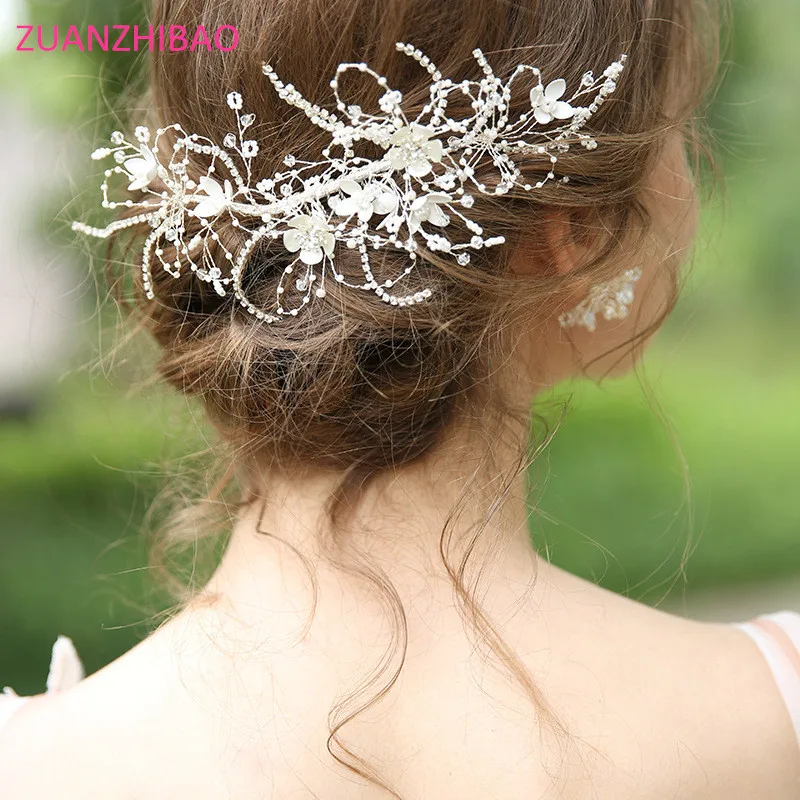

New Charming Flora Bridal Hair Combs Hair Accessories Handmade Wedding Hair Comb Flower Crystal Pearl Jewelry Hair Accessories