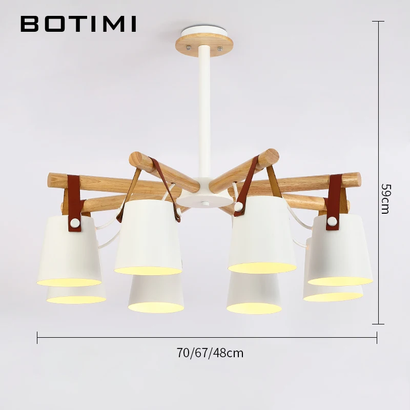BOTIMI дизайнерская люстра освещение современный светодиодный люстра с железными абажурами 110 в 220 в деревянные люстры фойе подвесное освещение