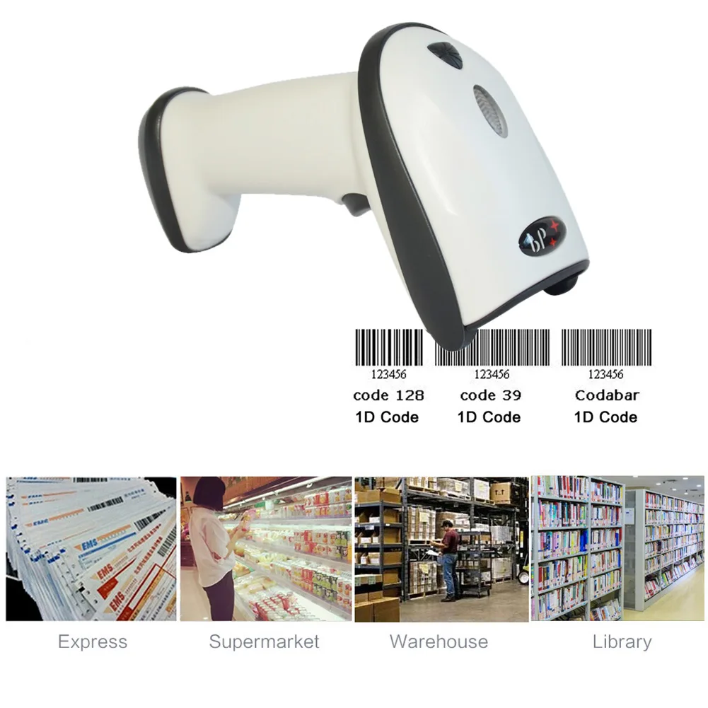 

New 2.4G Wireless USB Automatic Laser Barcode Scanner Rechargeable Handheld Bar-code Reader For POS PC Laptop BP-BP-616 QJY9