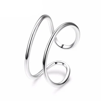 

F.I.N.S 925 Sterling Silver Engagement Rings Trendy Minimalist C Shape Open Classic Cuff Adjustable Ring Silver 925 Jewelry