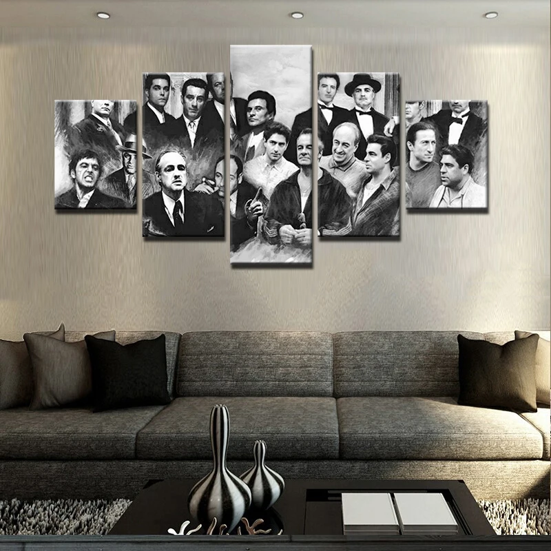 

5 Pieces HD Printed Modern Canvas Paintings Home Retro Movie Characters Pictures Gangsters Poster Frames Decor Wall Art Prints