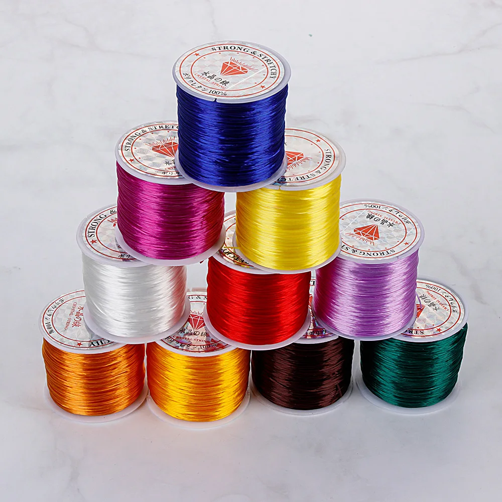 

2019 NEW 1mm 50m/Roll wire long Rosary Beads Elastic Line Beaded Core-spun Elastic Thread Line Jewelry Making DIY Crafts Dropshi