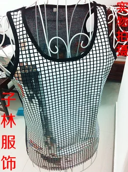 

new Free shipping new fashion danny all-match men's clothing ds paillette slim vest costume tide Stage Gold Black silver Vests