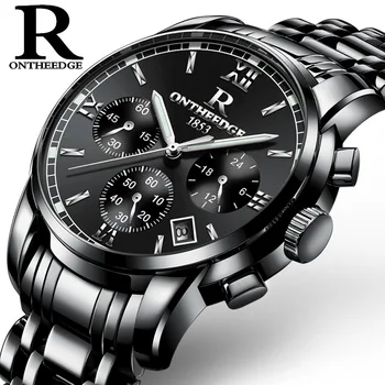 

male brand wrist watches quartz men clocks Mens luxury gold black stainless steel fashion Business luminous waterproof ONTHEEDGE