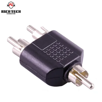 

50pcs RCA Male Plug to 2xRCA Male Plug Audio Converter Double Jacks RCA to RCA Male Plug Audio Connector