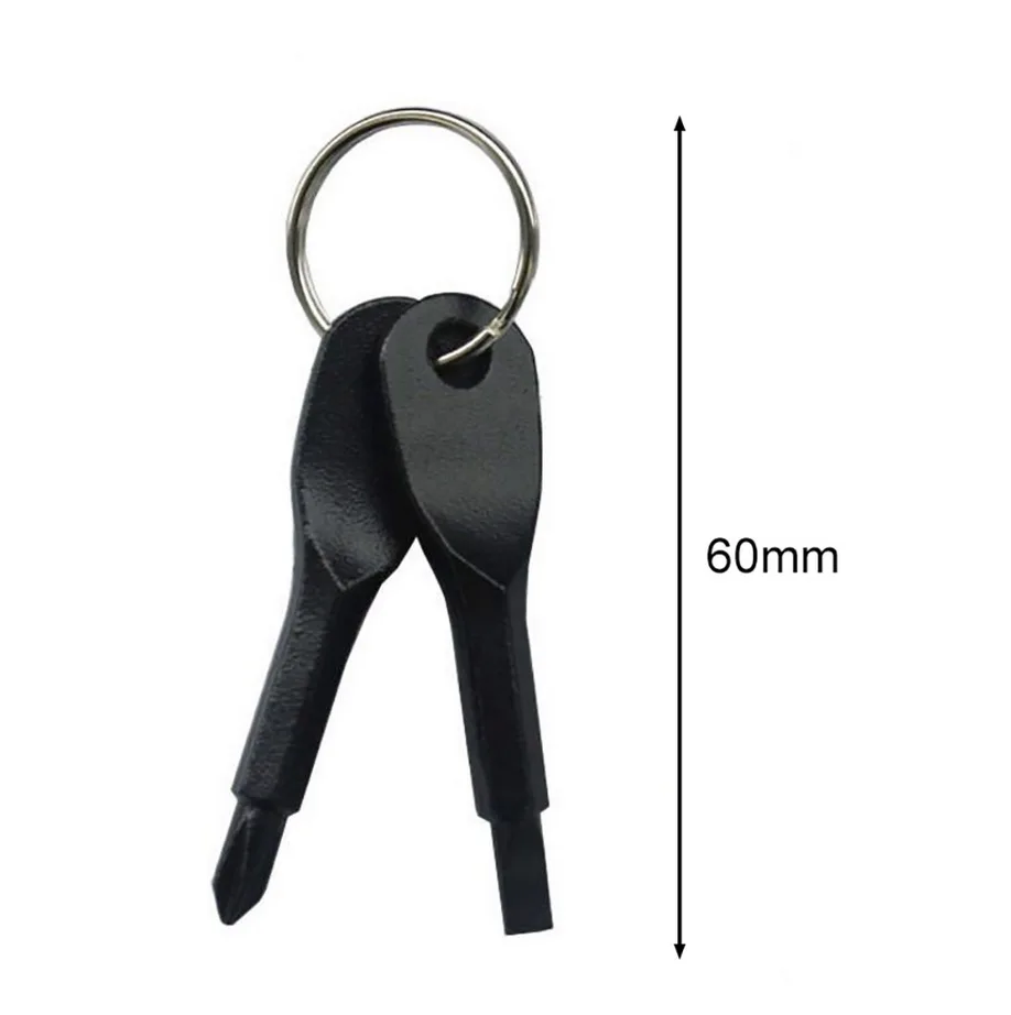 2PCS/SET Multifunction Mini Slotted Phillips Screwdriver Portable Stainless Steel Keychain Key Ring Outdoor Pocket Repair Tool