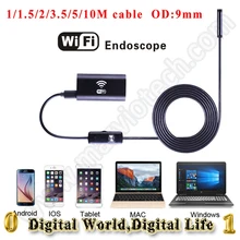 720P wifi endoscope camera 9mm dia android endoscope hd iphone endoscope inspection camera 1/3.5/5M metal usb endoscope cameras