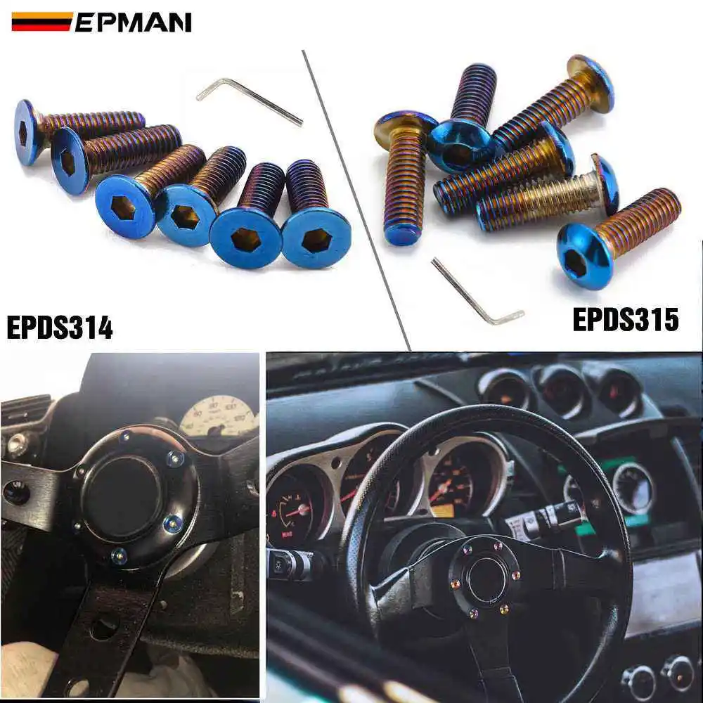 Epman 6 Pcs Burnt Titanium (Neochrome) m5x20 Steering Wheel Bolt Screw Kit For Mostly Steering wheel EPDS314 EPDS315