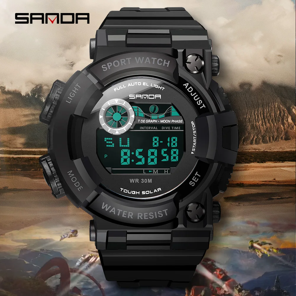 SANDA спортивные мужские часы роскошные светодиодный армейские электронные часы мужские водонепроницаемые G стиль спортивные часы relogio masculino часы