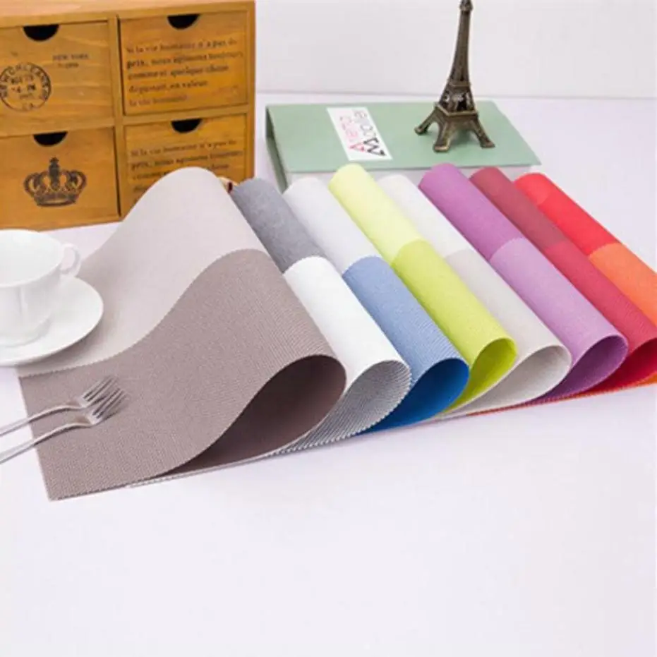 

1pcs Heat Resistant PVC Kitchen Dinning Plaid Table Placemats for Table Mat Waterproof Manteles Doilies Cup Mats Coaster Pad