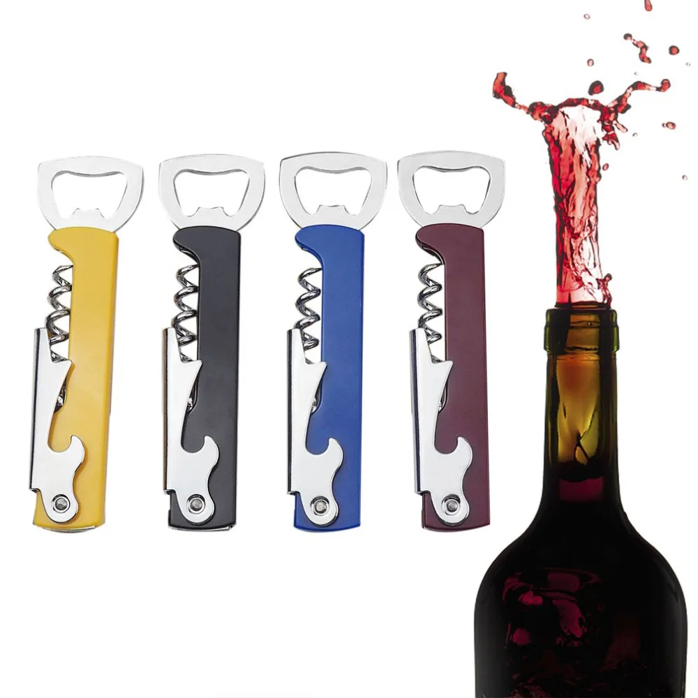

Professional Stainless Steel Wine Opener PP Plastic Handl Screw Corkscrew Double Hinge Waiters Bottle Opener Can Beer Opener
