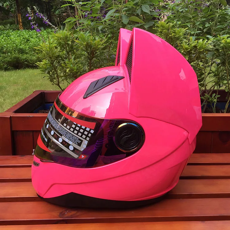 Мотоциклетные шлемы рога, когда кошачий шлем внедорожные шлемы покрывают все четыре сезона личностные кошачьи уши шлем