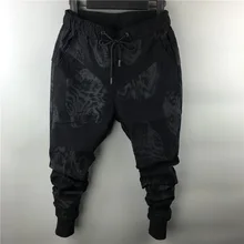 Зимние Повседневные мужские брюки-шаровары с принтом, уникальный дизайн, эластичная резинка на талии, большие размеры 28-42, мужские брюки-карандаш, подходят для брюк 110 кг MK0087