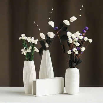 

Creative European Brief Ceramic Vase Modern Desktop Dry Ash Flower White Room Home Wedding Decoration
