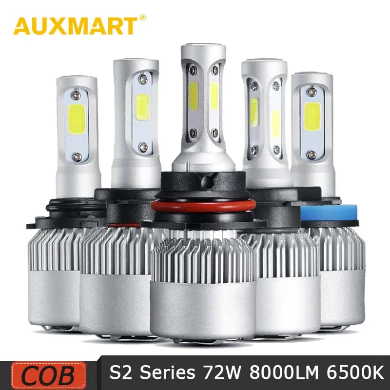 Auxmart 2 шт. 72 Вт 8000lm H11 H4 светодиодные лампы для автомобильных фар 6500 к УДАРА авто H7 H13 H1 9004 9007 9005 9006 для автомобильной светодиодной лампы S2 серии
