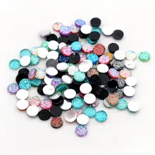 6mm 40 pçs/lote nova moda mix ab cores natural estilo minério plana volta resina cabochons para pulseira brincos accessories-V2-15